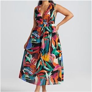 NWT Women’s Gabrielle Union 2X Sleeveless 100% Cotton Maxi Dress Multi Colored